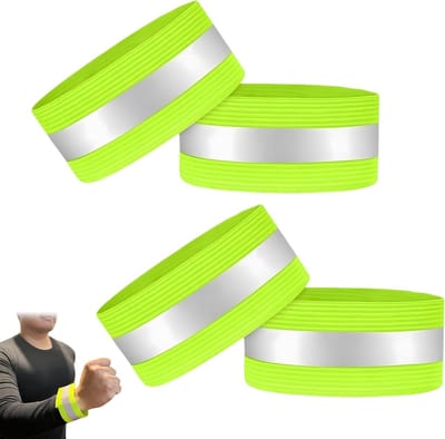 Set van 4 reflecterende armbanden - hoge zichtbaarheid elastische banden met verstelbare sluiting van 8 cm en 2 cm reflecterende strip - perfect voor hardlopen, fietsen en wandelen in de buitenlucht