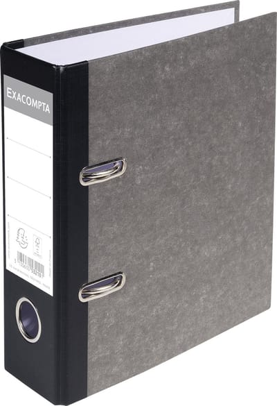 Exacompta 10x Ordner met hefboom in grijs gemarmerd karton - rug 70mm - A5 verticaal - Grijs-Zwarte rug - 53210E
