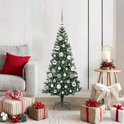 vidaXL - Kunststof - Voorverlichte - Kerstboom - Groen - 120 - cm - PVC - en - Metalen