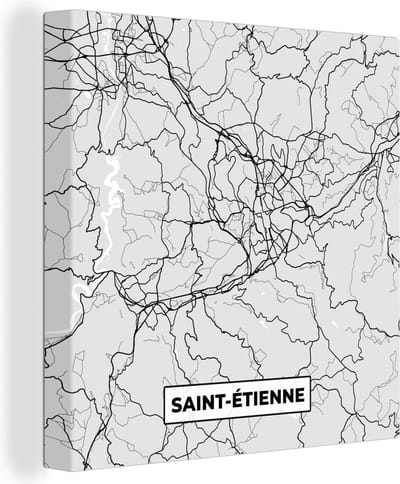 Canvas Schilderij Frankrijk - Saint-Étienne - Stadskaart - Plattegrond - Kaart - 20x20 cm - Wanddecoratie
