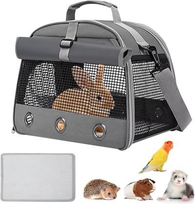Draagtas Kleine Huisdieren - Reistas Hamster Cavia - Veilig Vervoer - Ademend Gaasontwerp - 35 x 25 x 23 cm
