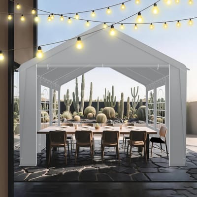 Tuinfeest Tent - Overkapping Partytent - Buitenfeesten Organiseren - Waterdicht PE Materiaal - 3 x 6 Meter - Wit