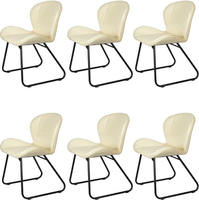 Moderne eetkamerstoelen van beige echt leer – comfortabele vergader- & bezoekersstoelen