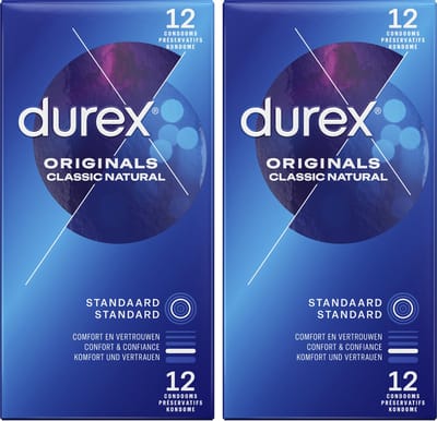 Durex Condooms Classic Natural - Comfort en Vertrouwen - Met Extra Glijmiddel - 12st x2