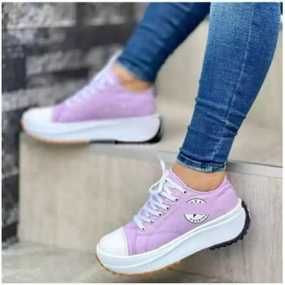 Grote Maat Sportschoenen Dames Lente En Zomer Nieuwe Veters Veters Canvas Schoenen Plateauschoenen Dikke Zool Canvas Schoenen Dames 39 gray