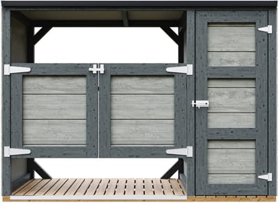 Timbela M981A-TUNDRA CAVERN - LP SmartSide Kliko ombouw - 2x240L - met deuren - container ombouw hout