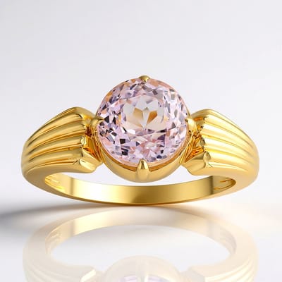 Cavill - Elegante Zilveren Ring - 925 Sterling Zilver Verguld - 2,616 ct Roze Kunziet Rond geslepen - Open Prong Zetting - Afghaanse Edelsteen