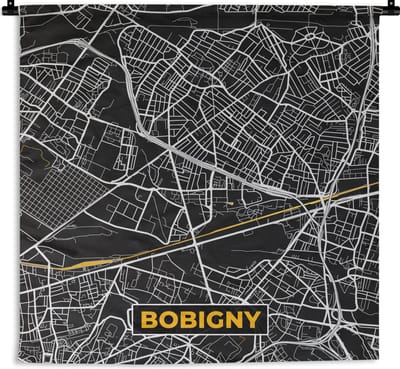 Wandkleed - Wanddoek - Stadskaart – Frankrijk – Kaart – Bobigny – Plattegrond - 180x180 cm - Wandtapijt