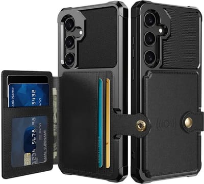 Portemonnee Hoesje Geschikt voor Samsung Galaxy A35 - Back Cover met Pasjeshouder - Telefoonhoesje voor Pinpas - Kaarthouder op Achterkant - Case met Magneet voor Auto Houder Zwart