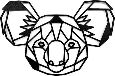 Houten Dierenkop • Houten Koala • Dierenkop Koala • Mega • Zwart MDF • Houten Dier • Wandecoratie