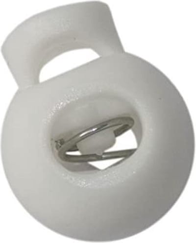 4 koordstoppers wit - 1 gat - bol rond - koord eindstopper - koordeind voor veter of koord - 2,5 x 1,7 cm groot