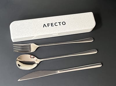 Afecto bestekset to go - RVS- lepel - vork -mes - reisbestek in handige meeneem verpakking - ideaal voor vakantie- werk of onderweg