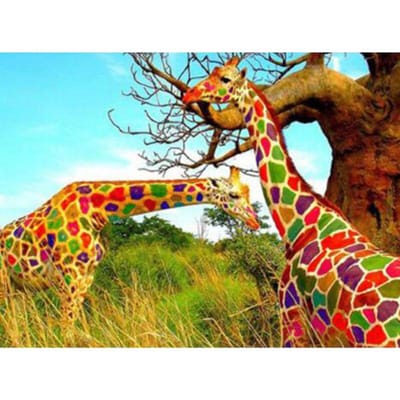 Diamant schilderij kruissteek volledige ronde boor kleur giraffe diamant borduurwerk 20X30CM blue