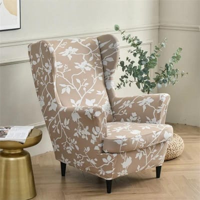 Bloemen bedrukte vleugelstoelhoes Stretch Spandex fauteuilhoezen Nordic verwijderbare relaxbankhoezen met zitkussenhoezen