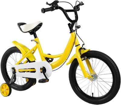 16 inch Kinderfiets Geel - Verstelbaar & Inclusief Zijwielen (5-8 Jaar)