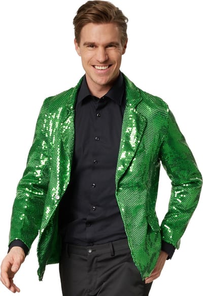 dressforfun - Paillettenjas heren groen S - verkleedkleding kostuum halloween verkleden feestkleding carnavalskleding carnaval feestkledij partykleding - 303941