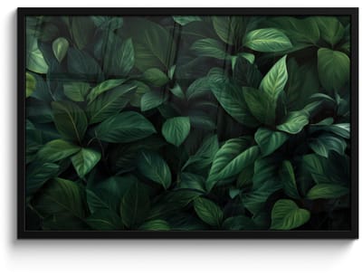 Poster in lijst - Fotolijst 90x60 cm - Posters - Bladeren - Ovaal - Groen - Nerven - Posterlijst zwart - Decoratie - Wanddecoratie woonkamer - Muurdecoratie slaapkamer