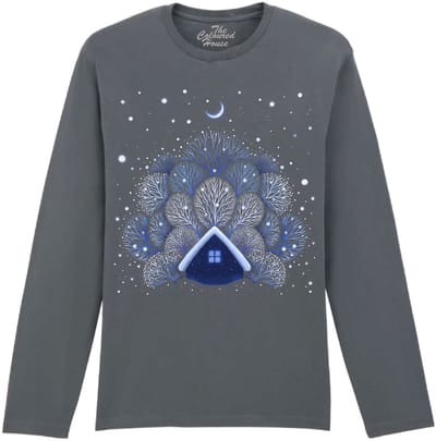 Kerst Sneeuw Snow House The Coloured House Longsleeve T-shirt XXL
