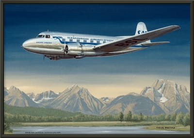 Thijs Postma - TP Aviation Art - Poster - Saab 90A Scandia SAS Zweden - 50x70cm - Frame