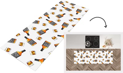 Keukenloper - Loper keuken - Whiskey - Glas - Design - 150x50 cm - Keukenloper vinyl