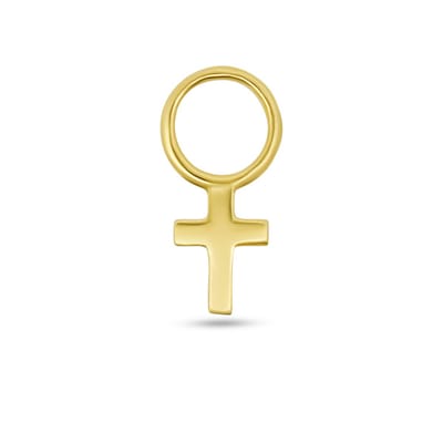 New Bling - 9NBG-O115 - 14K goud – Oorbelhanger - per stuk – Kruis