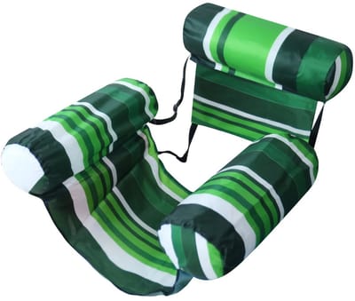 Nivard Luxe Waterhangmat - Luchtbed Zwembad - Luchtmatras Opblaasbaar - Water Hangmat - Aqua Lounge - Groene Strepen
