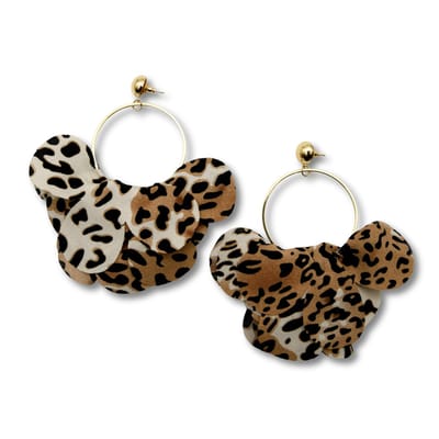 Marama - Oorringen Leopard XL - grote oorbellen - luipaardprint - damesoorbellen - stainless steel met gouden plating - nikkelvrij
