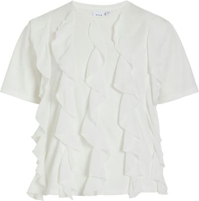 VILA - VIORDA O-NECK S/S FLOUNCE T-SHIRT - Dames - T-shirts