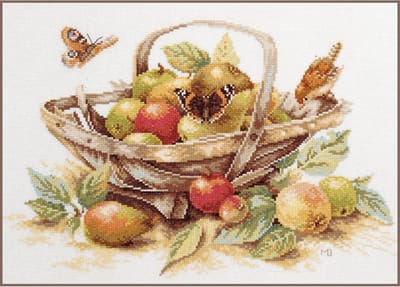 Lanarte Borduurpakket - Borduurset - Borduurpakket volwassenen - Telpakket kit - 39 x 29cm - Mand met appels - Marjolein Bastin - PN-0007960