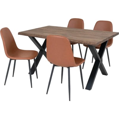 House Nordic Eetkamerset Toulon - Tafel met 4 Stoelen - Eiken/Metaal