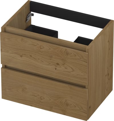 INK® wastafelonderkast 2 laden greeploos fineer eiken 60x52x40cm, natur