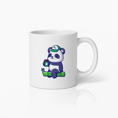 Schattige Panda Drinkt Koffie Mok – Lief Bamboe Wilde Dieren Theebeker Cadeau