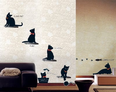 Muurstickers met zwarte kat