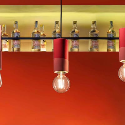 Ferroluce PI hanglamp, cilindervormig, Ø 8 cm, rood