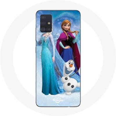 Coque maniacase pour Samsung Galaxy A51 La Reine Des Neiges Elsa Anna Olaf zwart