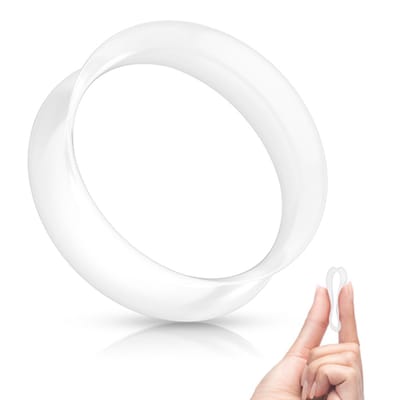 Double-flared Tunnel soft silicone Ultra dunne 10 mm - wit - LMPiercings