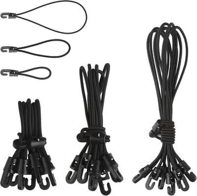 Bungeekoord met haakjes, 24 stuks, 25cm/15cm/10cm, expander voor geteerde doeken, tenten, netten