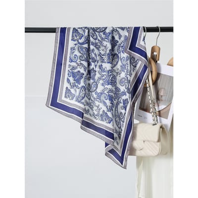 Foulard Carré en Soie Imprimé Noix de Cajou 70 cm Foulard Satiné pour Femme Bandeau pour Cheveux Foulard de Cou Hijab pour Cheveux Bandeau pour Dame Foulard Ruban pour Sac Châle 70X70cm gray