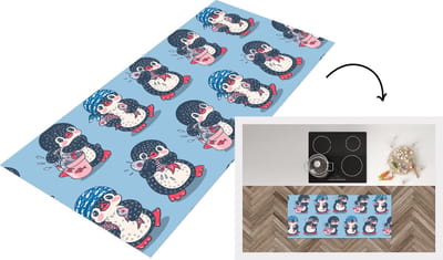 Keukenloper - Loper keuken - Pinguïn - Design - Vis - 120x50 cm - Keukenloper vinyl