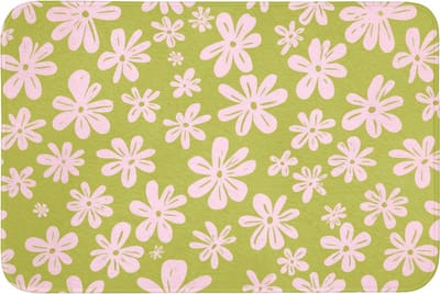 Badmat 90x60 cm - Antislip - Bloemen - Roze - Getekend - Patroon - Badmatten voor badkamer - Badkamermat - Douchemat - Badkamer mat
