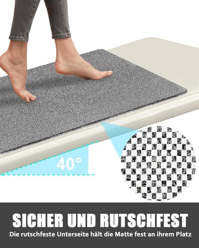 Famanu - Douchemat, antislip, extra groot, veilige badmat met afvoergaten, zacht comfort, pvc-luffa, massagemat voor douche, sneldrogend, 80 x 100 cm