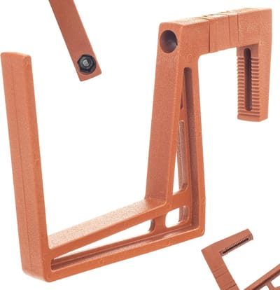 KADAX Balkonbakhouder van plastic, bloembakhouder zonder boren, verstelbare haken en houder voor bloembak, balkonbak, houder voor balkon (baksteenrood)