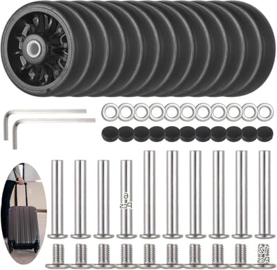 Universele zwenkwielen voor bagage, geluidsarme reservewielen, 12 stuks kofferrollen voor eenvoudige vervanging en reparatie, 1,97 x 1,2 cm