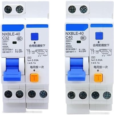 Automatische Schakelaar - Foutstroomonderbreker RCBO - Elektrische Beveiliging - Type C 30mA - 16A - Grijs
