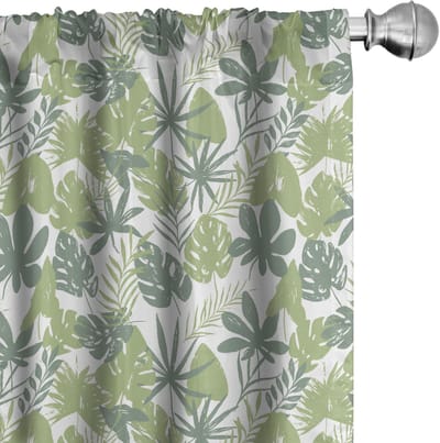 ABAKUHAUS Botanische gordijnen – 2x75x175 cm – pistachegroen/wit – microvezel