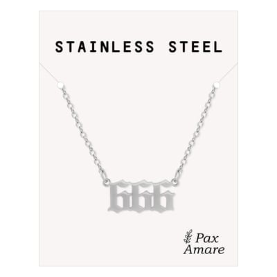 666 Engelen Getal Ketting - Zilverkleurig - Stainless Steel Spirituele Hanger - 45cm + 5cm verstelbaar - Pax Amare