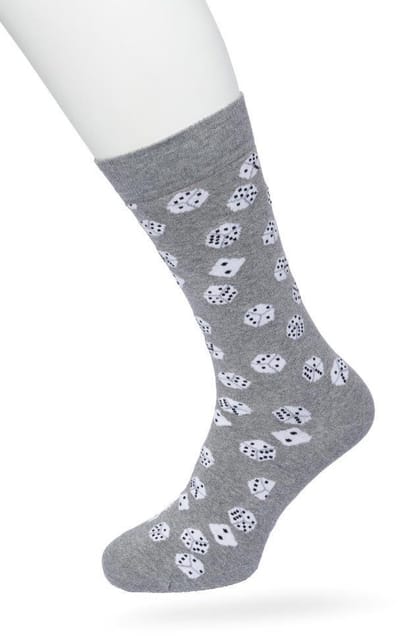 Bonnie Doon Heren Sokken met Dobbelstenen Print maat 40/46 Grijs - Thema Sokken - Dobbelsteen - Cadeau Sokken - Word je Happy en vrolijk van - Zacht Katoen met Gladde Teennaad - Comfortabel - Perfect Cadeau - Med Grey Heather - BT992124.112