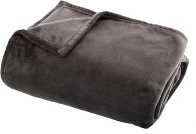 Atmosphera Plaid deken - donkergrijs - polyester - 125 x 150 cm - Bed/bankdeken - Fleece plaid - Lekker warm
