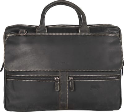 Heren Laptoptas Zwart Leer – Dames Laptoptas Zwart Leer – Aktetas Zwart Leer - Zwart - Leer