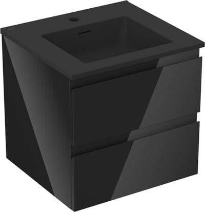 Mexen Orio badkamerkast 50 cm met wastafel Otis, 2 lades, zwart glans/zwart mat - 91A10-05047-2-BFF70-W18M71